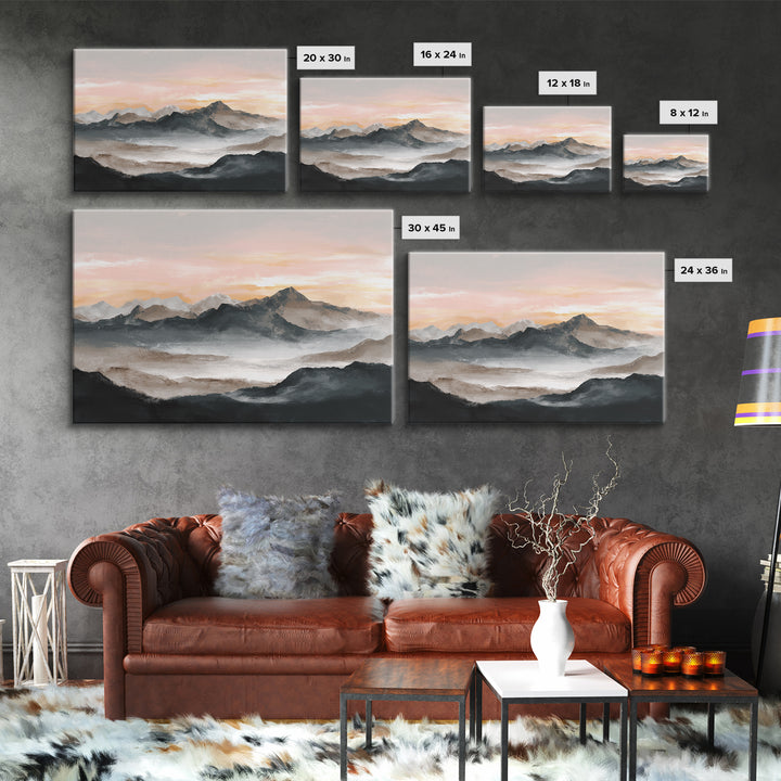 Sunrise over Mountains as Endurance Metaphor Canvas Print, Fitness Studio Art, Digital Art Print, Gym Decor, Fine Art, Motion, FSA-3x2-76