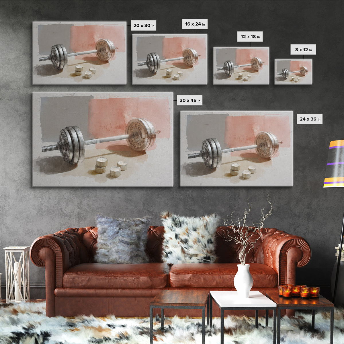 Barbell Plate Study Framed Canvas Print, Fitness Studio Art, Minimalist Art Print, Gym Decor, Fine Art, Motion, Home Decor, FSA-3x2-92