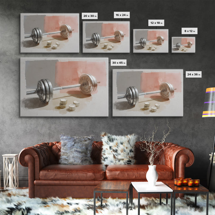 Barbell Plate Study Framed Canvas Print, Fitness Studio Art, Minimalist Art Print, Gym Decor, Fine Art, Motion, Home Decor, FSA-3x2-92