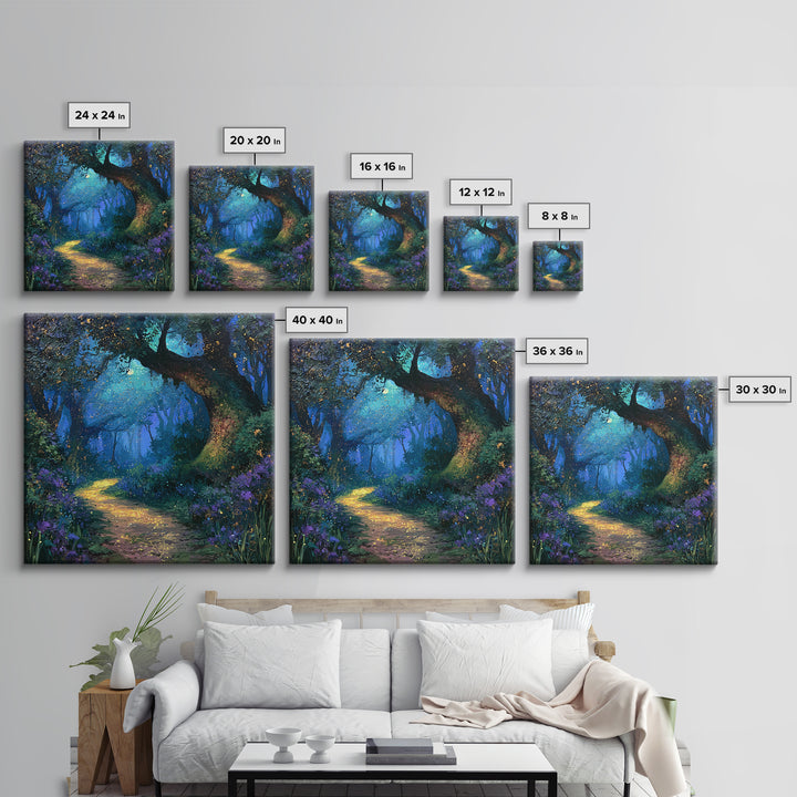 Enchanted Forest Path Glowing Canvas Print, Fairy Tale Art, Room Decor, Living Room Decor, Fine Art, Storybook, Original Art, FTA-1x1-25