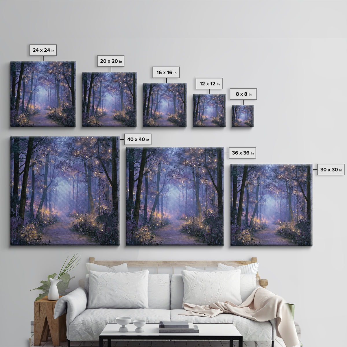 Enchanted Forest Path Glowing Canvas Print, Fairy Tale Art, Room Decor, Living Room Decor, Fine Art, Storybook, Original Art, FTA-1x1-49