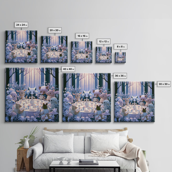 Woodland Tea Party Framed Canvas Print, Fairy Tale Art, Modern Decor, Living Room Decor, Fine Art, Storybook, Wall Decor, FTA-1x1-67