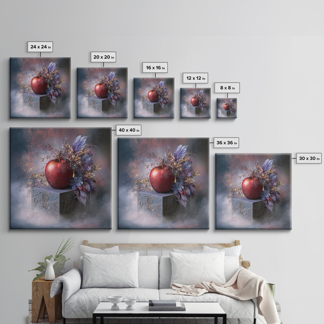 Enchanted Apple with Deep Red Shine Canvas Print, Fairy Tale Art, Fairy Art, Living Room Decor, Fine Art, Storybook, FTA-1x1-92