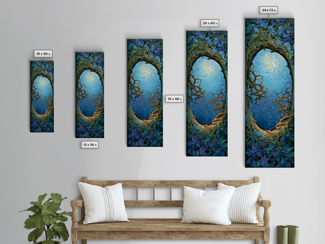 Magic Mirror Framed by Vines and Thorns Canvas Print, Fairy Tale Art, Art Nouveau, Living Room Decor, Fine Art, Storybook, FTA-1x3-25