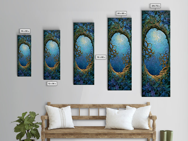 Magic Mirror Framed by Vines and Thorns Canvas Print, Fairy Tale Art, Art Nouveau, Living Room Decor, Fine Art, Storybook, FTA-1x3-25