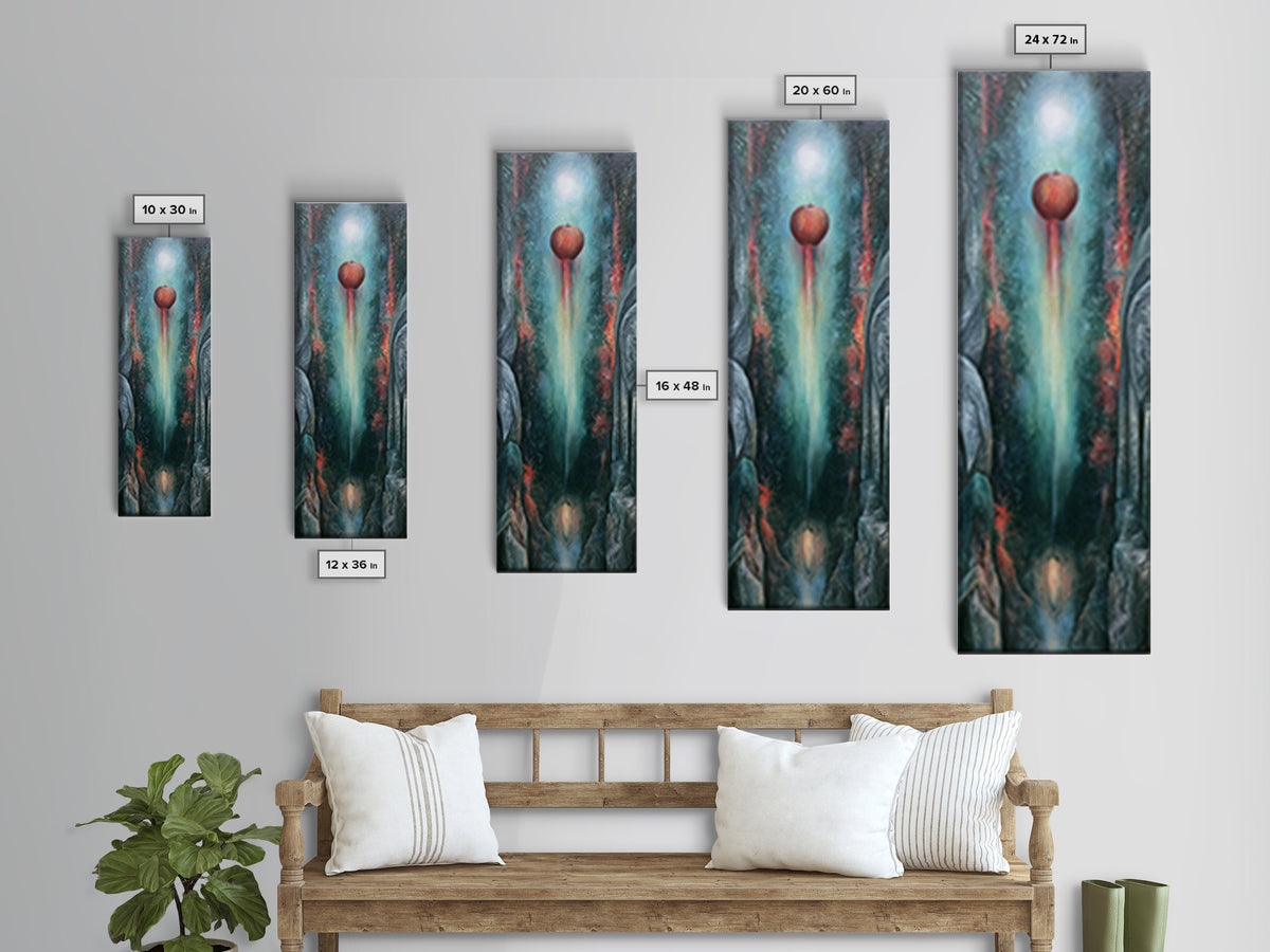 Enchanted Apple with Deep Red Shine Canvas Print, Fairy Tale Art, Art Print, Living Room Decor, Storybook, Nursery Art, FTA-1x3-32
