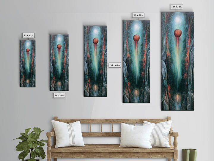 Enchanted Apple with Deep Red Shine Canvas Print, Fairy Tale Art, Art Print, Living Room Decor, Storybook, Nursery Art, FTA-1x3-32