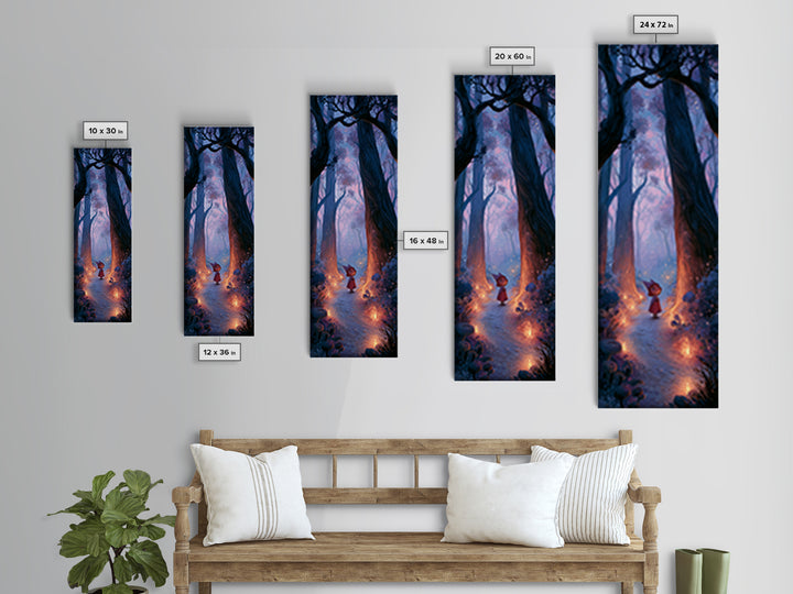 Enchanted Forest Path Glowing Canvas Print, Fairy Tale Art, Minimalist Decor, Living Room Decor, Oil Painting, Storybook, FTA-1x3-37