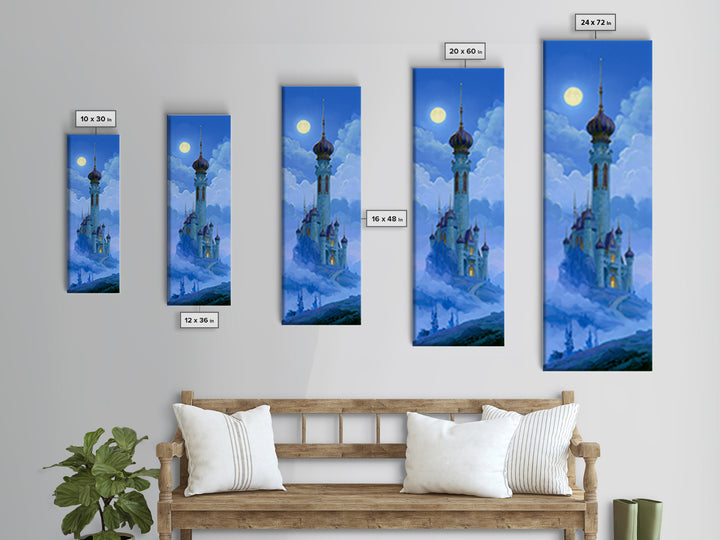 Storybook Castle on a Misty Hill Canvas Print, Fairy Tale Art, Gallery Decor, Living Room Decor, Fine Art, Storybook, FTA-1x3-38