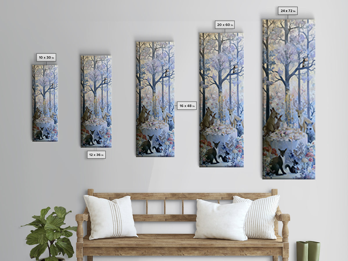 Woodland Tea Party Canvas Print, Fairy Tale Art, Princess Wall Art, Living Room Decor, Oil Painting, Storybook, Fine Art Print, FTA-1x3-55