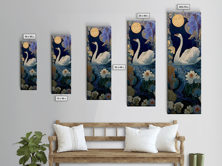 White Swan Transformation Scene Framed Canvas Print, Fairy Tale Art, Neutral Decor, Living Room Decor, Fine Art, Storybook, FTA-1x3-75