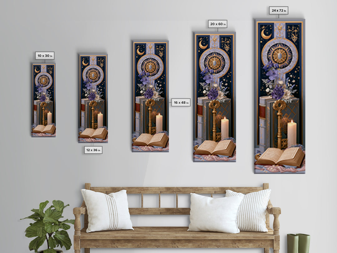 Golden Key and Enchanted Book Still Life Canvas Print, Fairy Tale Art, Printable Wall Art, Living Room Decor, Storybook, FTA-1x3-93