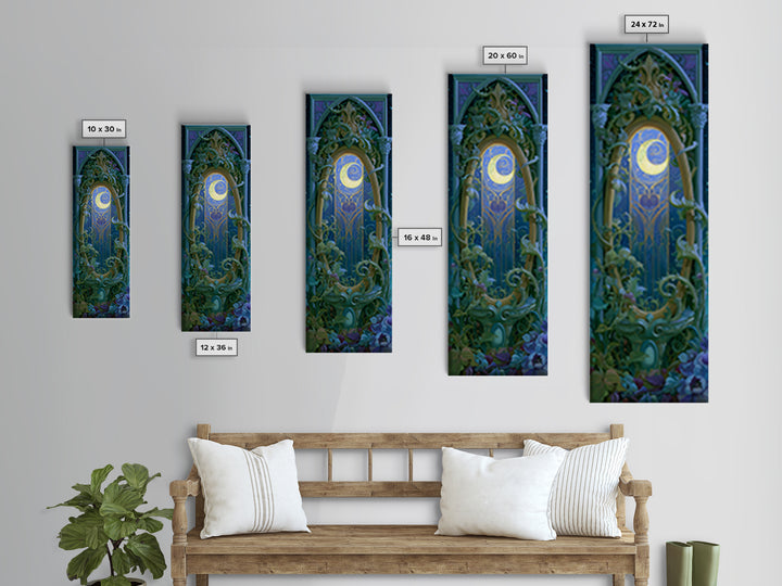 Magic Mirror Framed by Vines and Thorns Canvas Print, Fairy Tale Art, Boho Decor, Living Room Decor, Oil Painting, Storybook, FTA-1x3-97