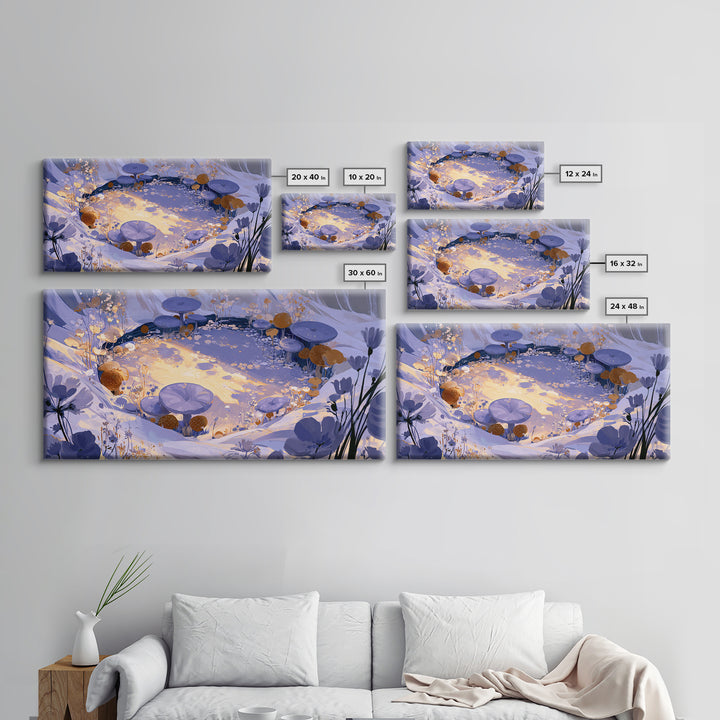 Fairy Ring of Mushrooms and Wildflowers Canvas Print, Fairy Tale Art, Printable Wall Art, Living Room Decor, Storybook, FTA-2x1-17