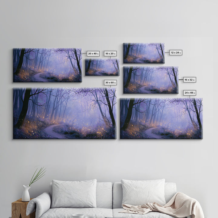 Enchanted Forest Path Glowing Canvas Print, Fairy Tale Art, Art Deco, Living Room Decor, Fine Art, Storybook, Whimsical Art, FTA-2x1-21