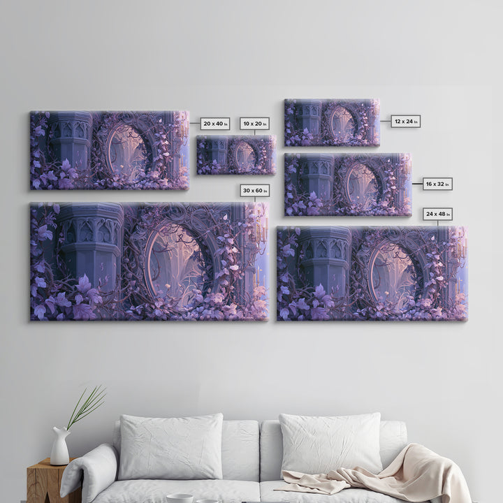 Magic Mirror Framed by Vines and Thorns Framed Canvas Print, Fairy Tale Art, Art Prints, Living Room Decor, Fine Art, Storybook, FTA-2x1-33