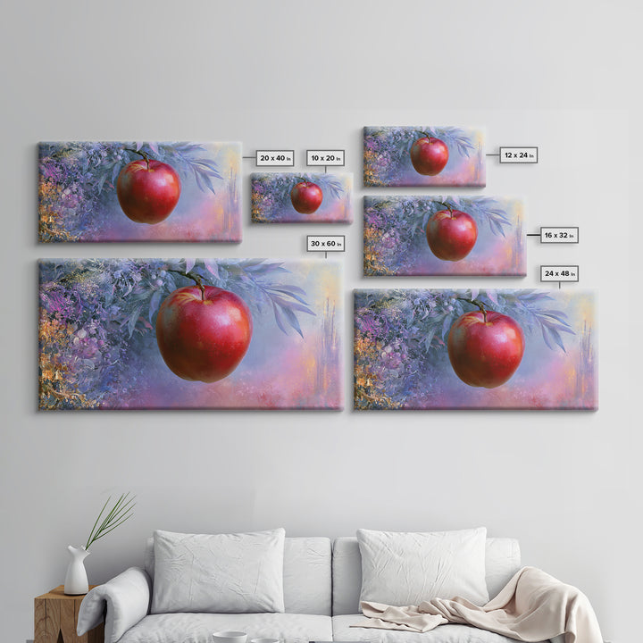 Enchanted Apple with Deep Red Shine Canvas Print, Fairy Tale Art, Original Art, Living Room Decor, Fine Art, Storybook, FTA-2x1-64