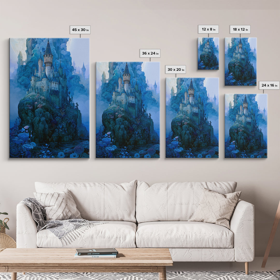 Storybook Castle on a Misty Hill Canvas Print, Fairy Tale Art, Contemporary Art, Living Room Decor, Fine Art, Storybook, FTA-2x3-10