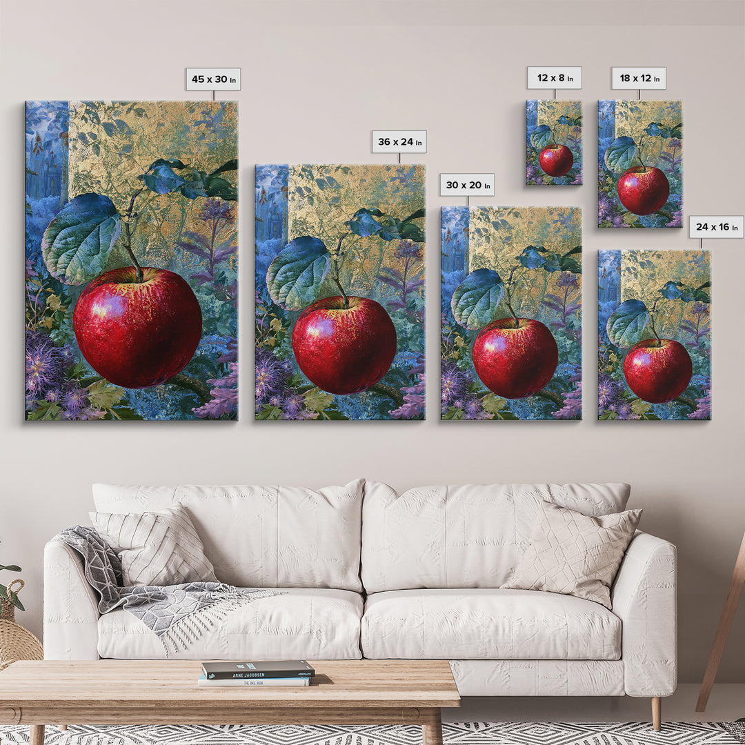 Enchanted Apple with Deep Red Shine Framed Canvas Print, Fairy Tale Art, Art Print, Living Room Decor, Fine Art, Storybook, FTA-2x3-100