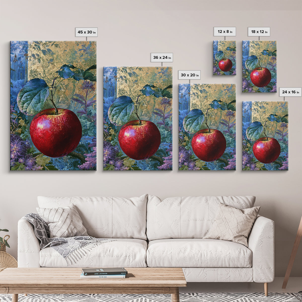 Enchanted Apple with Deep Red Shine Framed Canvas Print, Fairy Tale Art, Art Print, Living Room Decor, Fine Art, Storybook, FTA-2x3-100