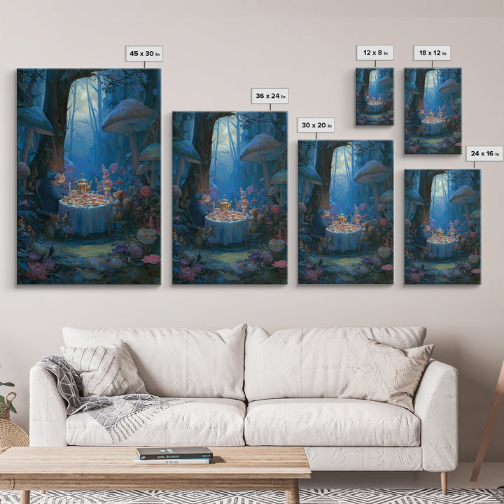 Woodland Tea Party Framed Canvas Print, Fairy Tale Art, Room Decor, Living Room Decor, Fine Art, Storybook, Original Art, FTA-2x3-3