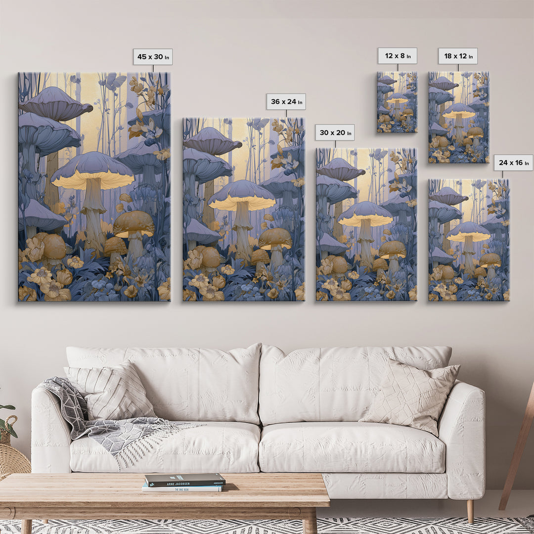 Fairy Ring of Mushrooms and Wildflowers Canvas Print, Fairy Tale Art, Nursery Wall Art, Living Room Decor, Watercolor Art, FTA-2x3-5