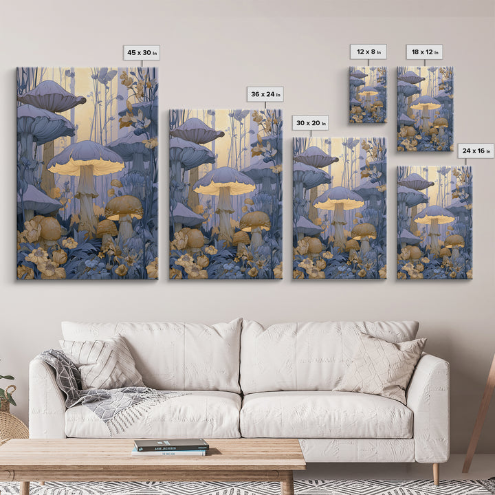 Fairy Ring of Mushrooms and Wildflowers Canvas Print, Fairy Tale Art, Nursery Wall Art, Living Room Decor, Watercolor Art, FTA-2x3-5