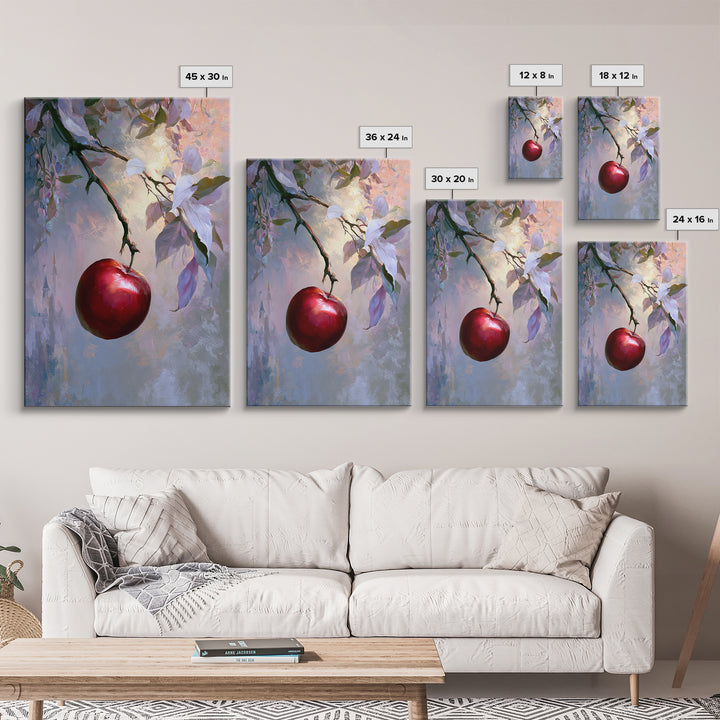 Enchanted Apple with Deep Red Shine Framed Canvas Print, Fairy Tale Art, Wall Decor, Living Room Decor, Fine Art, Storybook, FTA-2x3-52