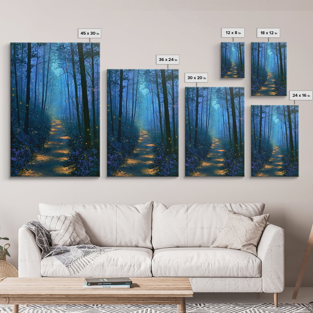 Enchanted Forest Path Glowing Canvas Print, Fairy Tale Art, Princess Wall Art, Living Room Decor, Fine Art, Storybook, FTA-2x3-57