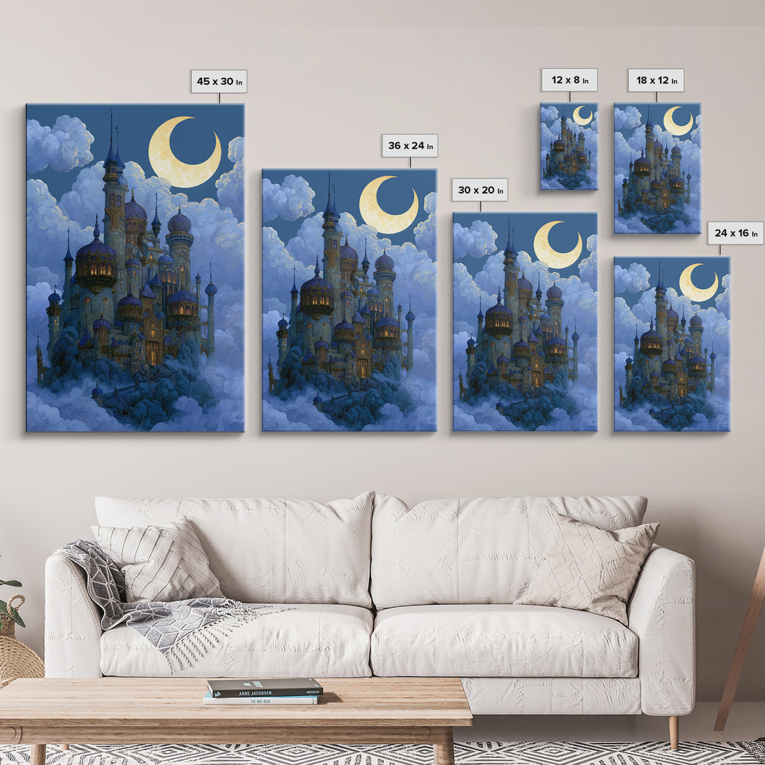 Storybook Castle on a Misty Hill Canvas Print, Fairy Tale Art, Canvas Wall Art, Living Room Decor, Fine Art, Storybook, FTA-2x3-82