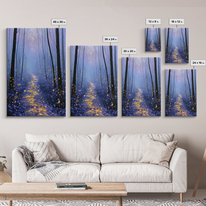 Enchanted Forest Path Glowing Canvas Print, Fairy Tale Art, Art Nouveau, Living Room Decor, Fine Art, Storybook, Dark Art, FTA-2x3-9