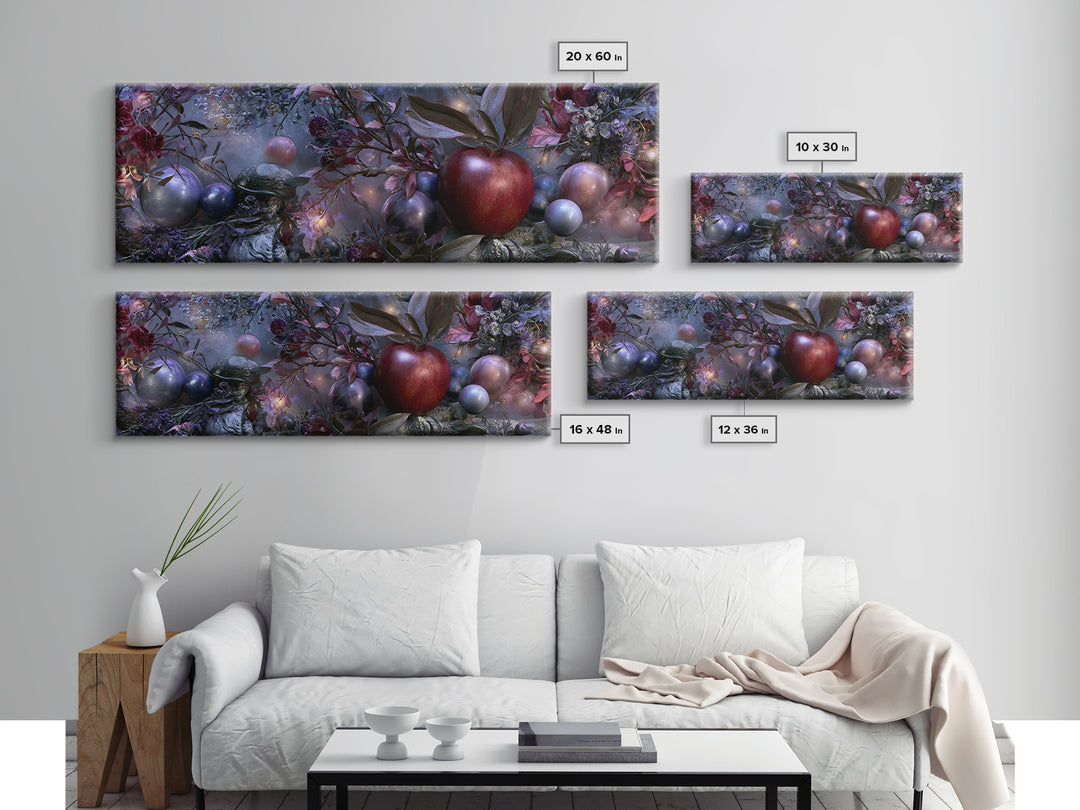 Enchanted Apple with Deep Red Shine Canvas Print, Fairy Tale Art, Gallery Decor, Living Room Decor, Fine Art, Storybook, FTA-3x1-36