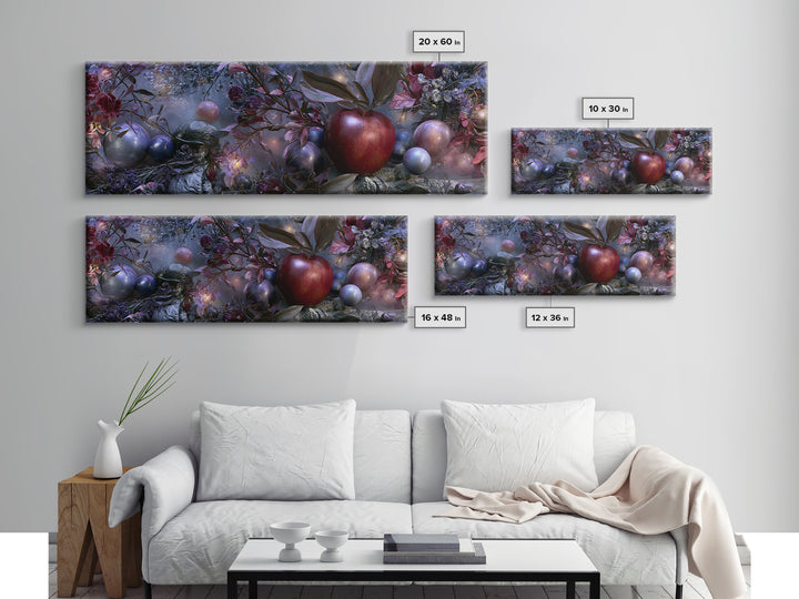 Enchanted Apple with Deep Red Shine Canvas Print, Fairy Tale Art, Gallery Decor, Living Room Decor, Fine Art, Storybook, FTA-3x1-36