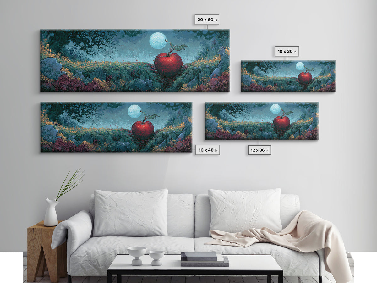 Enchanted Apple with Deep Red Shine Framed Canvas Print, Fairy Tale Art, Art Print, Living Room Decor, Fine Art, Storybook, FTA-3x1-84