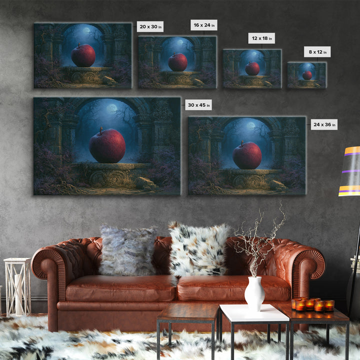 Enchanted Apple with Deep Red Shine Canvas Print, Fairy Tale Art, Contemporary Art, Living Room Decor, Fine Art, Storybook, FTA-3x2-72