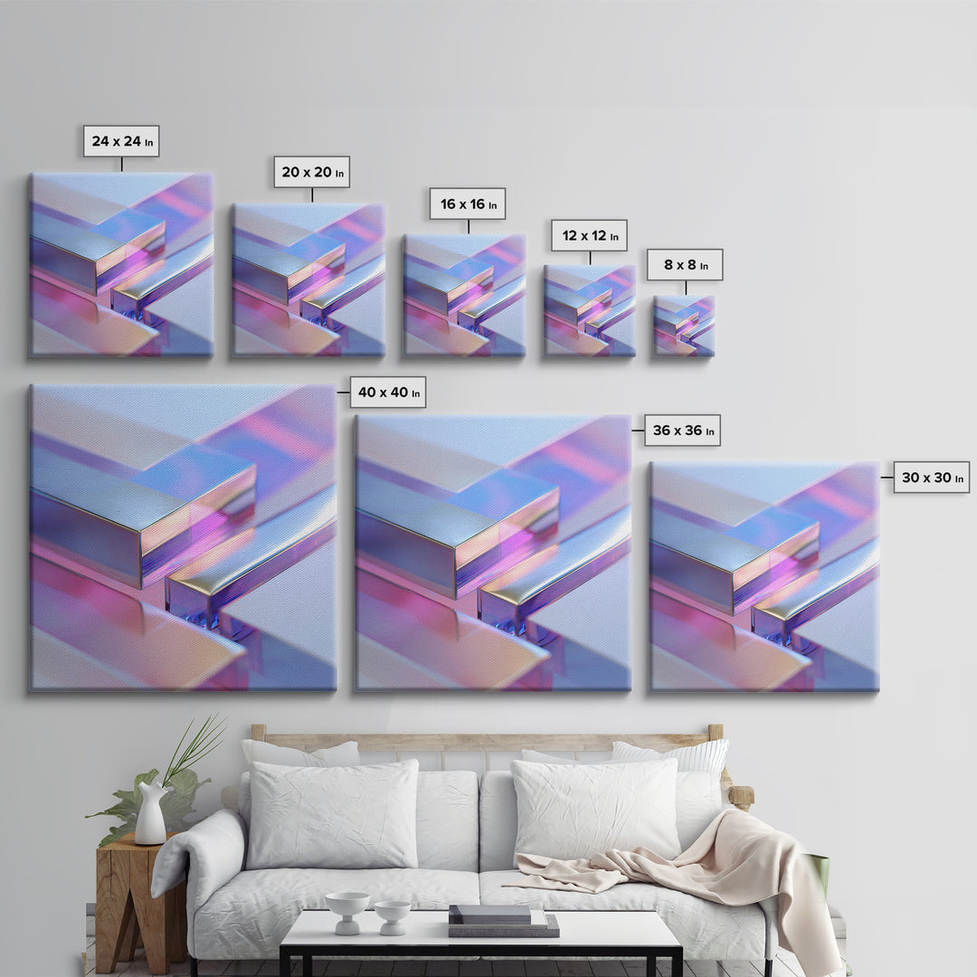 Smooth Titanium Shapes Canvas Print, Futuristic Art, Modern Wall Art, Living Room Decor, Abstract Art, Future, Victorian Decor, FUT-1x1-23