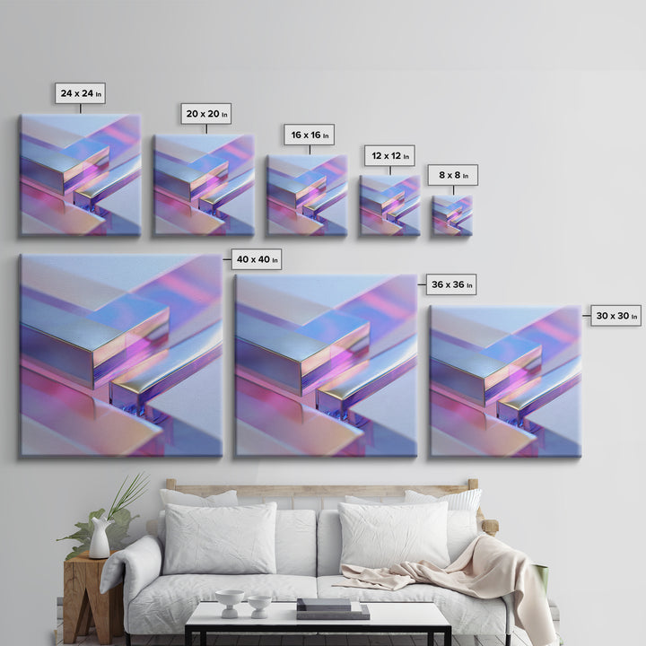 Smooth Titanium Shapes Canvas Print, Futuristic Art, Modern Wall Art, Living Room Decor, Abstract Art, Future, Victorian Decor, FUT-1x1-23