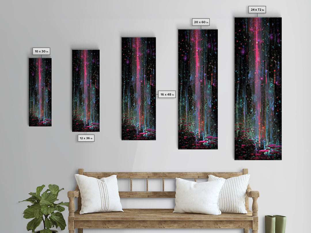 Bioluminescent Garden in a Future Habitat Canvas Print, Futuristic Art, Landscape Art, Living Room Decor, Fine Art, Future, FUT-1x3-16