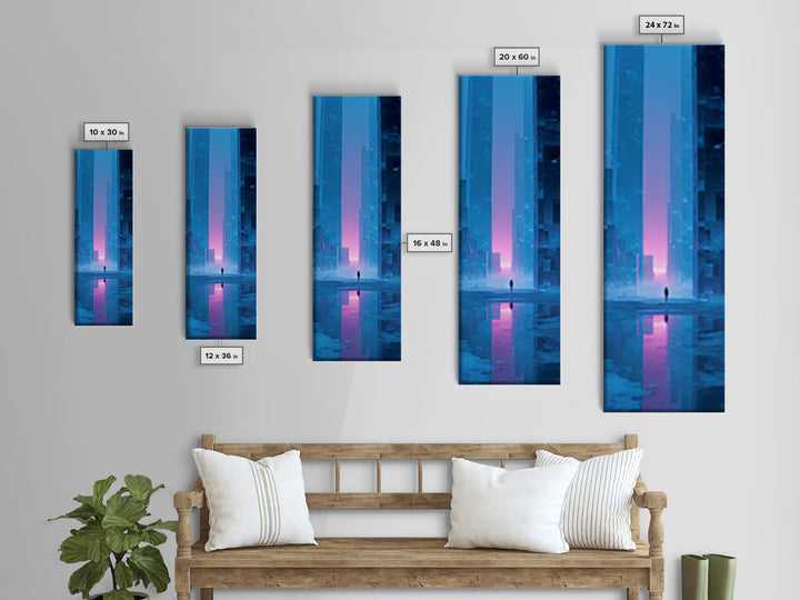 Glowing Geometric Portal Canvas Print, Futuristic Art, Luxury Decor, Living Room Decor, Fine Art, Future, Canvas Wall Art, FUT-1x3-2