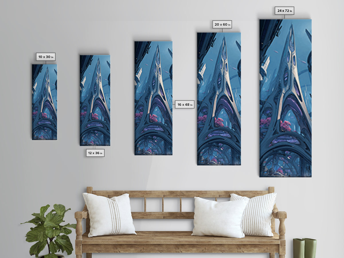 Future Ocean Lab Canvas Print, Futuristic Art, Boho Decor, Living Room Decor, Future, Mid Century Modern, Digital Wall Art, FUT-1x3-27