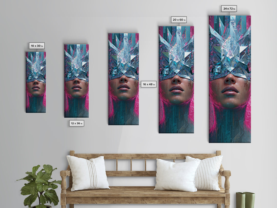 Ai Generated Mask Framed Canvas Print, Futuristic Art, Victorian Decor, Living Room Decor, Oil Painting, Future, FUT-1x3-52