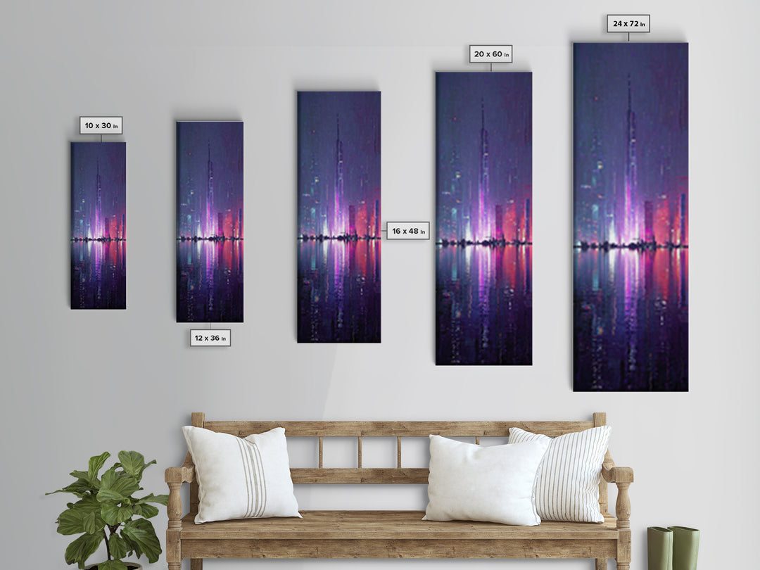 Floating Glass Architecture Above Reflective Water Canvas Print, Futuristic Art, Canvas Wall Art, Living Room Decor, Future, FUT-1x3-63