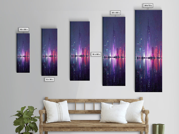 Floating Glass Architecture Above Reflective Water Canvas Print, Futuristic Art, Canvas Wall Art, Living Room Decor, Future, FUT-1x3-63