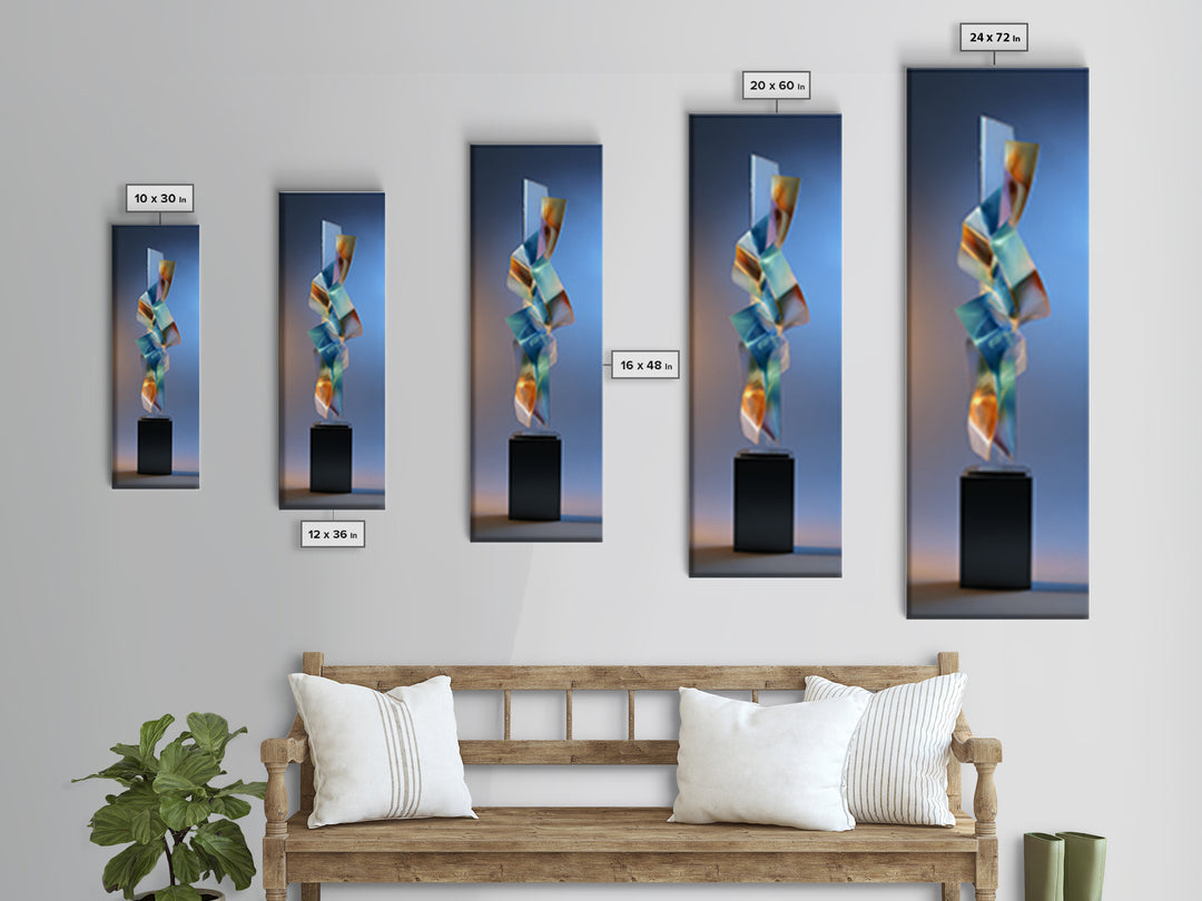 Chrome Abstract Sculpture Canvas Print, Futuristic Art, Gallery Decor, Living Room Decor, Abstract Art, Future, Wall Decor, FUT-1x3-7