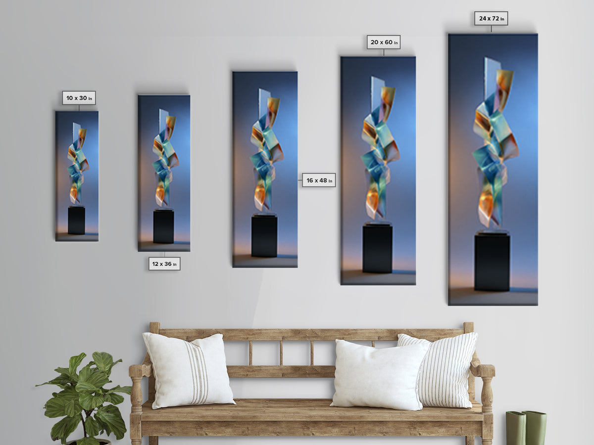 Chrome Abstract Sculpture Canvas Print, Futuristic Art, Gallery Decor, Living Room Decor, Abstract Art, Future, Wall Decor, FUT-1x3-7