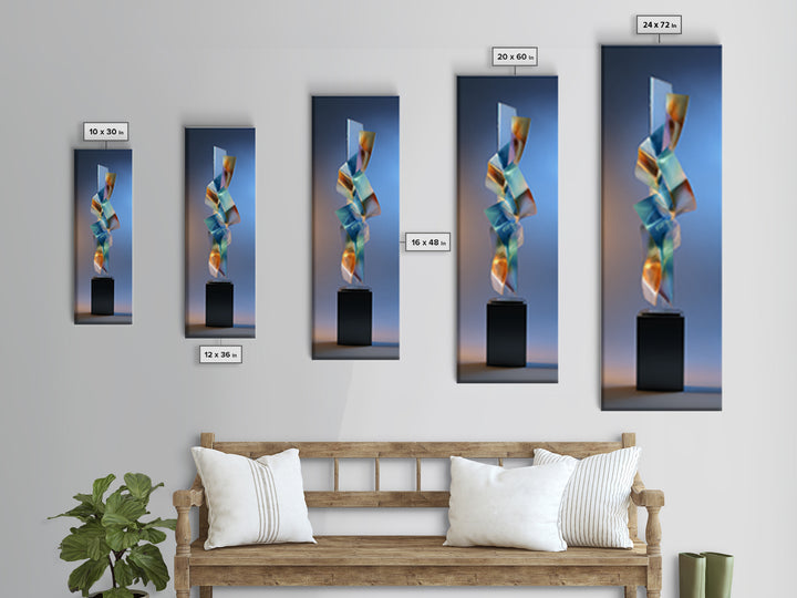 Chrome Abstract Sculpture Canvas Print, Futuristic Art, Gallery Decor, Living Room Decor, Abstract Art, Future, Wall Decor, FUT-1x3-7
