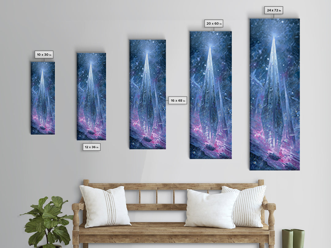 Solar Sail Ship Crossing Star Filled Space Canvas Print, Futuristic Art, Extra Large Wall Art, Living Room Decor, Future, FUT-1x3-77