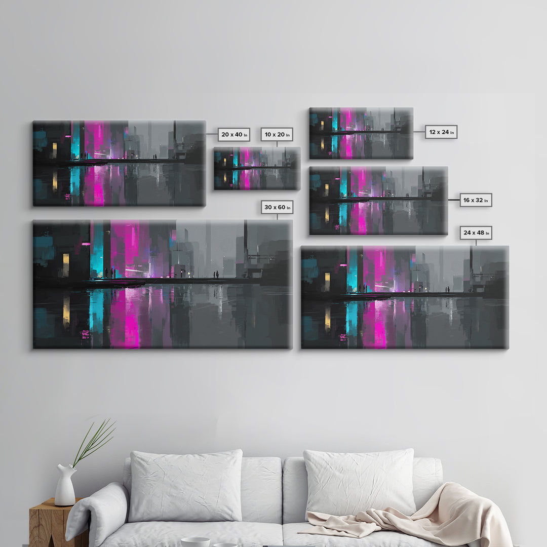 Smooth Titanium Shapes Framed Canvas Print, Futuristic Art, Unique Wall Art, Living Room Decor, Fine Art, Future, FUT-2x1-43