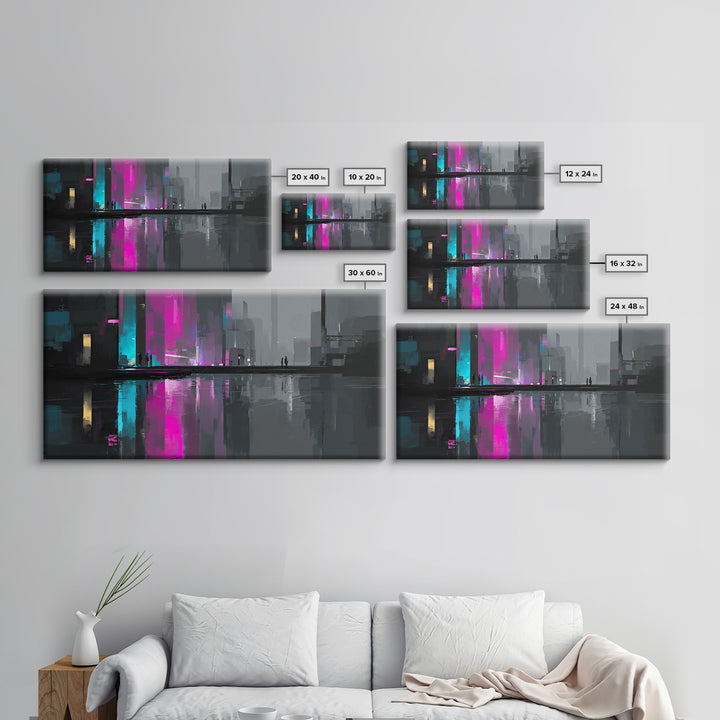 Smooth Titanium Shapes Framed Canvas Print, Futuristic Art, Unique Wall Art, Living Room Decor, Fine Art, Future, FUT-2x1-43