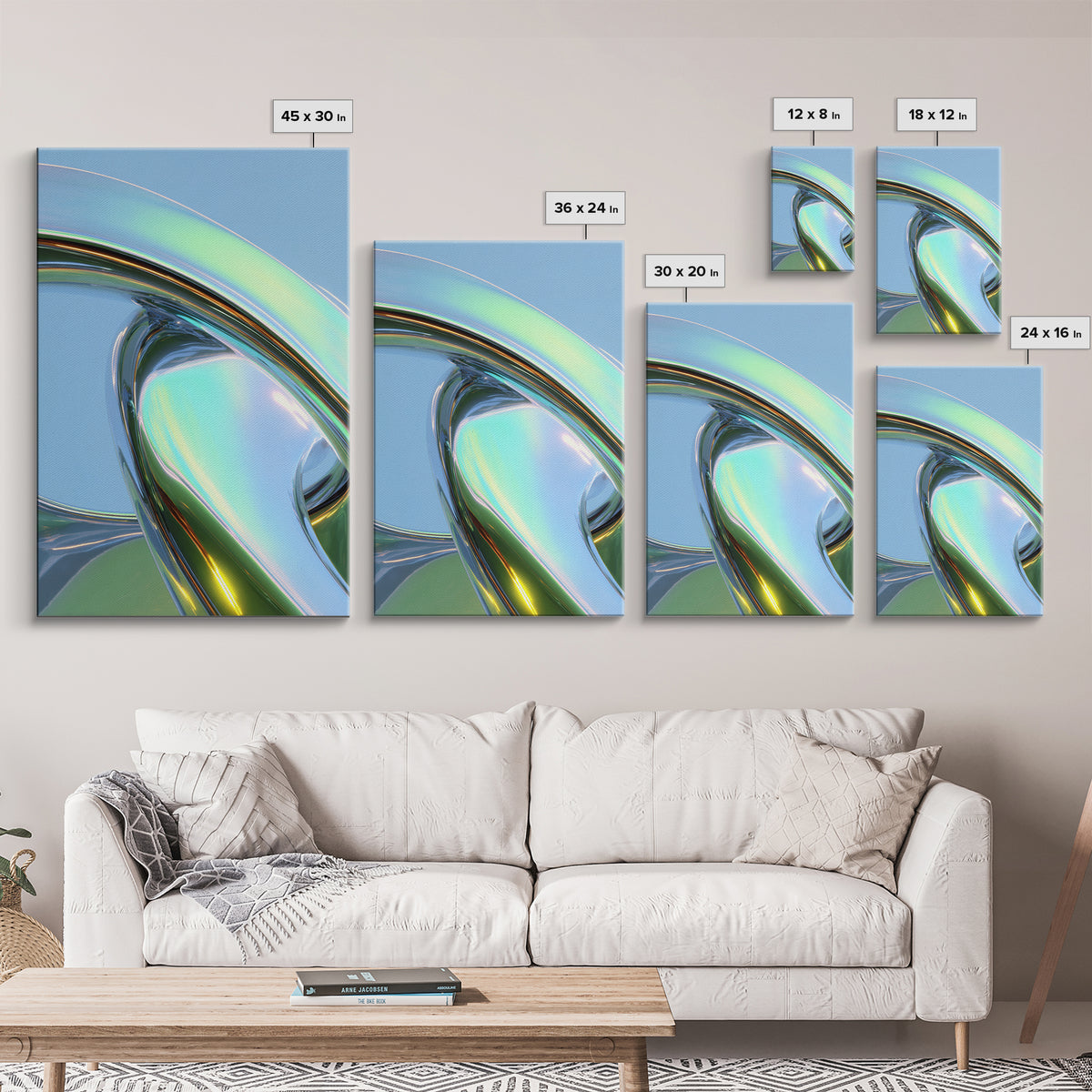 Chrome Abstract Sculpture Framed Canvas Print, Futuristic Art, Modern Wall Decor, Living Room Decor, Fine Art, Future, FUT-2x3-51